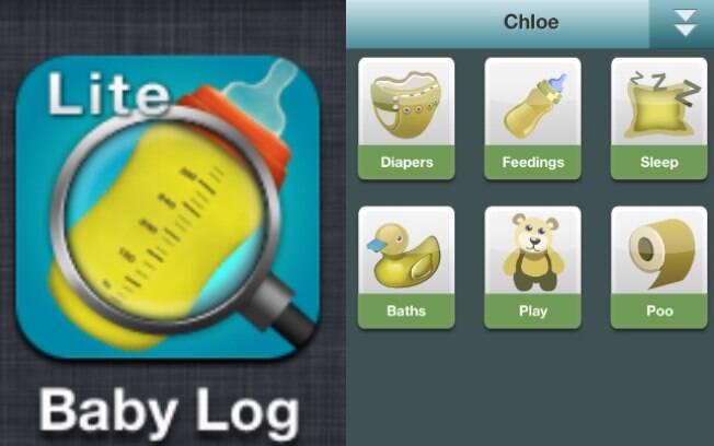 'Baby Log, um aplicativo em que se anota os horários das mamadas e papinha diárias'