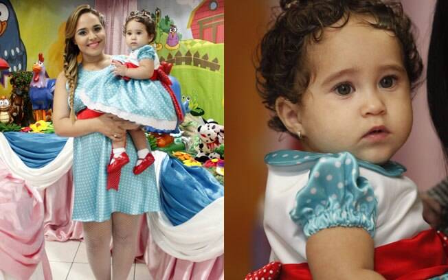 Perlla comemorou o aniversário de um ano da filha Pérola com um vestido igual ao da herdeira