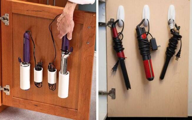 Colocar ganchos ou canos dentro do armrio pode ser uma boa opo para guardar os aparelhos e deixar os fios em ordem 