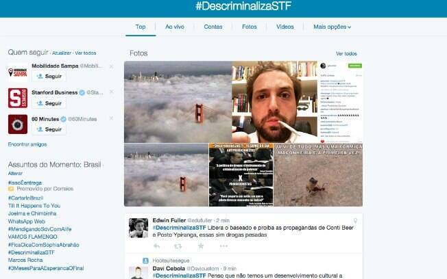 A hashtag proposta por Gregorio Duvivier emplacou entre as mais usadas no Twitter logo depois da publicação da sua foto no Instagram fumando maconha
