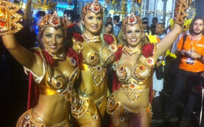 Rô Fraga, Andréa Ribeiro e Júlia Garcia, as guardiãs de Ronaldo na avenida
