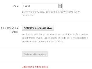 Página de configurações do Twitter em português ganhou opção