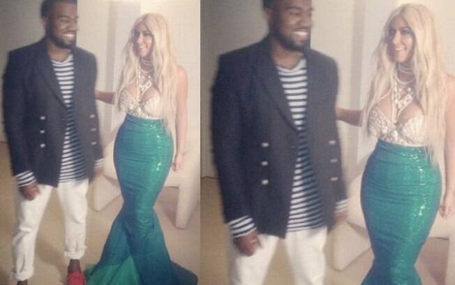Kanye West de marinheiro e Kim Kardashian de sereia 