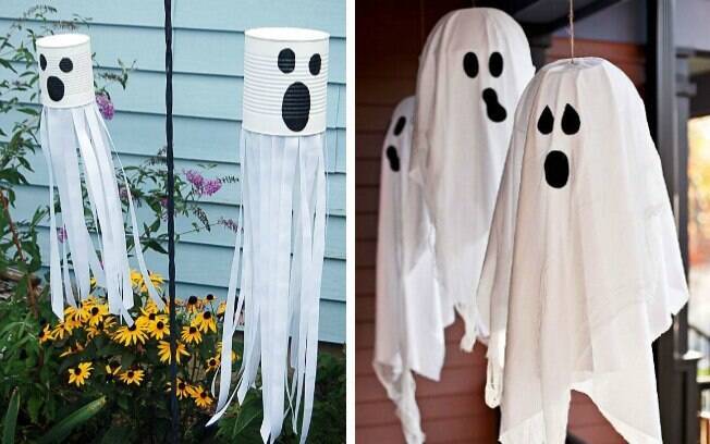 Fantasminhas podem ser feitos de diversas formas para deixar a parte externa de sua casa com a cara do Halloween Fantasminhas podem ser feitos de diversas formas para deixar a parte externa de sua casa com a cara do Halloween