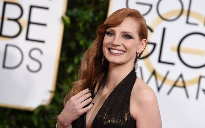 Jessica Chastain no tapete vermelho do Globo de Ouro. Foto: AP