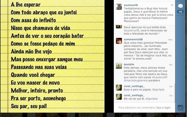 Saulo dividiu a boa notícia com os fãs pelo Instagram