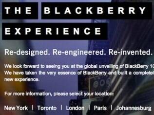 Convite da RIM chama jornalistas para anúncio oficial do BlackBerry 10