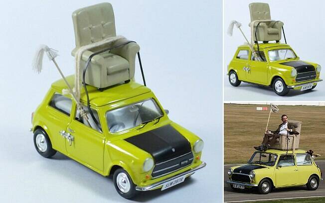 Mini Cooper do Mr. Bean feito por George Tutumi. No detalhe, o personagem dirigindo o carro