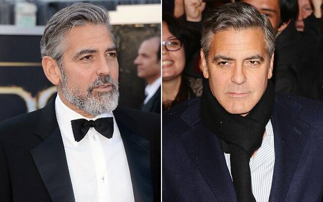 George Clooney com barba e sem barba. Estudo diz que a imagem da direita agora será tendência