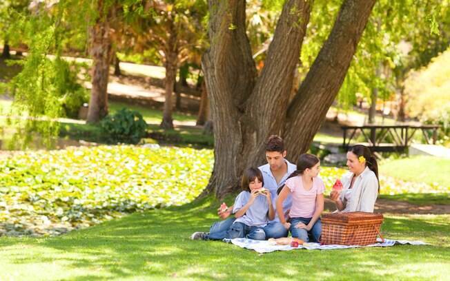 Se o dia livre estiver bonito, vá a um parque com a família, faça um piquenique. Quebrar a rotina em uma das refeições faz bem de vez em quando. Foto: Thinkstock