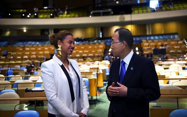 Beyoncé e o secretário-geral da ONU, Ban Ki-moon