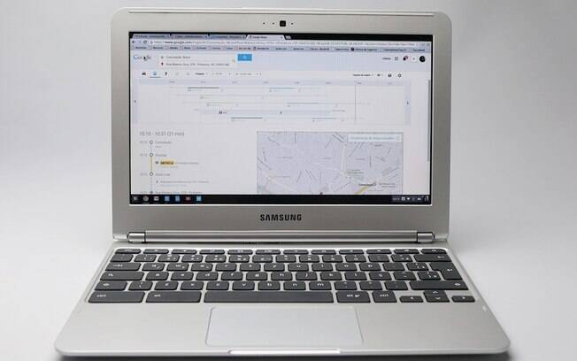 Com sistema Chrome OS, chromebook da Samsung tem tela de 11,6 polegadas e 2 GB de RAM. Preço médio de R$ 800