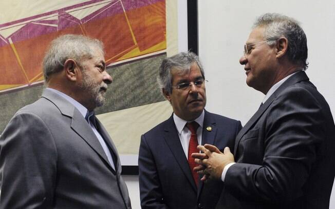 Ex-presidente Lula; senador Jorge Viana (PT-AC); presidente do Senado, senador Renan Calheiros (PMDB-AL) e deputado Paulo Teixeira (PT-SP). Foto: Jane de Araújo/Agência Senado - 29.8.16