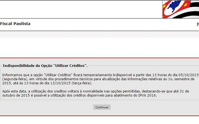 Créditos da Nota Fiscal Paulista ficarão indisponíveis por mais de uma semana