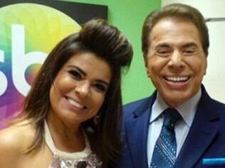 Mara Maravilha e Silvio Santos juntos em gravação no SBT