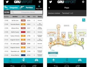 Disponível em 3 idiomas e para iOS e Android, app GRU Airport conta com mapas dos quatro terminais do aeroporto paulista e envia alertas de status de voos em tempo real