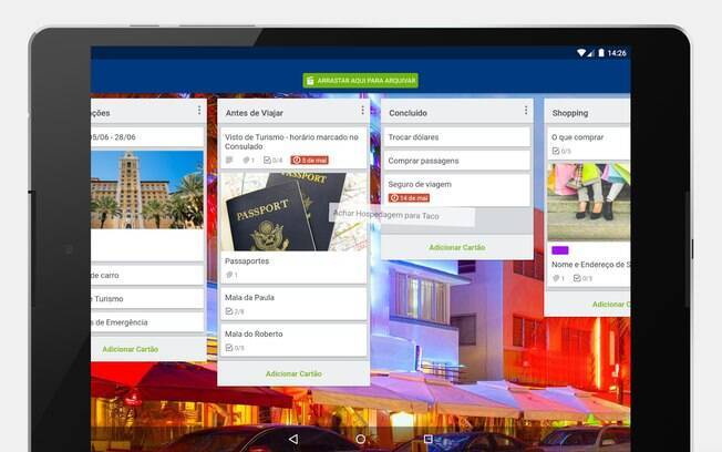 Trello distribui tarefas em projetos, que podem ser compartilhados com outras pessoas