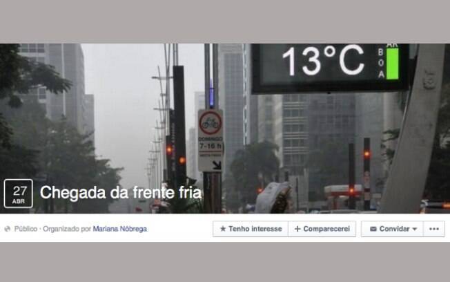 A chegada da frente fria virou até evento no Facebook