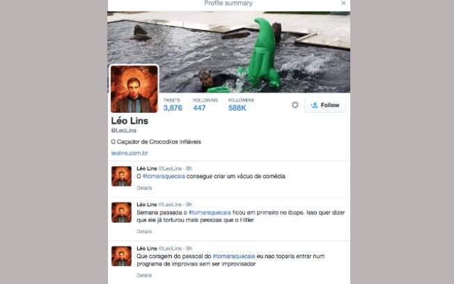 Léo Lins critica 'Tomara que caia' no Twitter durante exibição do programa