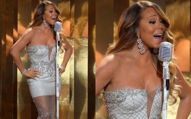 Mariah Carey e seu vestido: um palmo para cima da cintura e um palmo para baixo