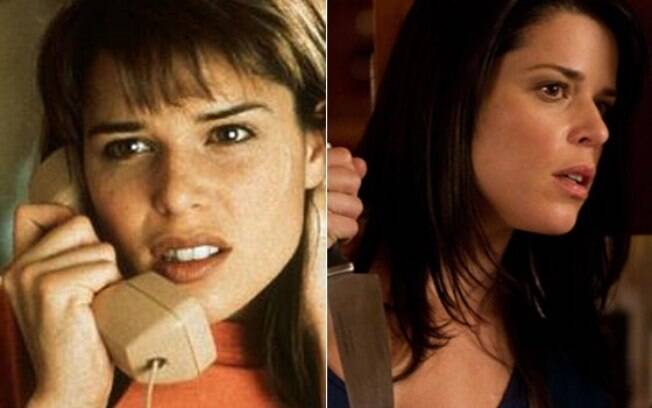 Neve Campbell em dois momentos da franquia