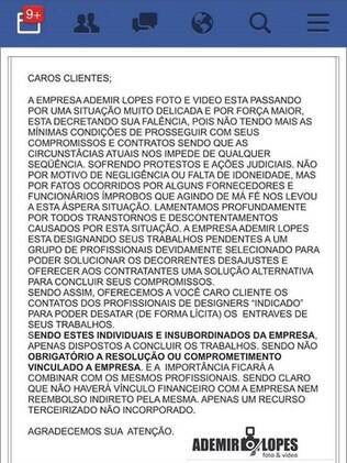 Ademir Lopes comunicou falência pelas redes sociais e nunca mais foi visto