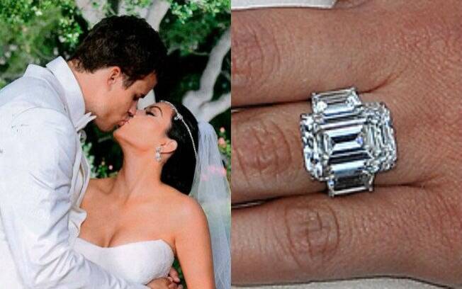 Em seu primeiro casamento, com o jogador Kris Humphries, Kim ganhou um anel de 16,21 quilates, no valor de R$ 2 milhões. Em 2013, a joia foi leiloada por R$ 1, 6 milhão