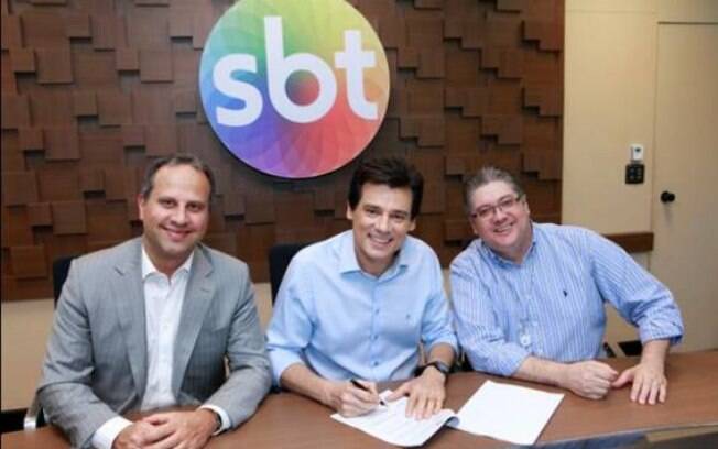 José Roberto Maciel, Vice Presidente do SBT, Celso Portiolli e Leon Abravanel