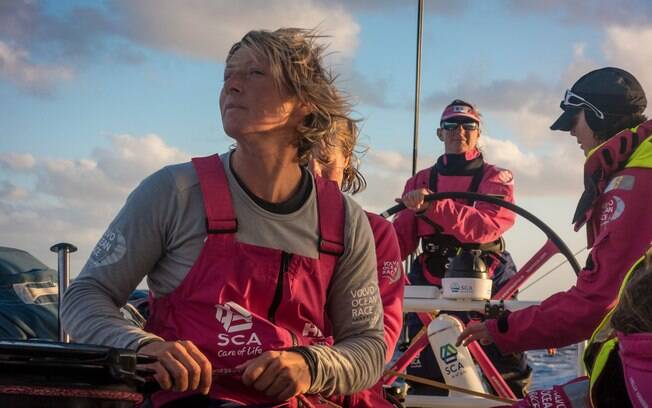 Integrantes da equipe SCA, a única formada só por mulheres na Volvo Ocean Race