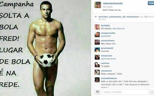 Imagem da campanha que circula nas redes sociais para que Fred faça uma foto nu