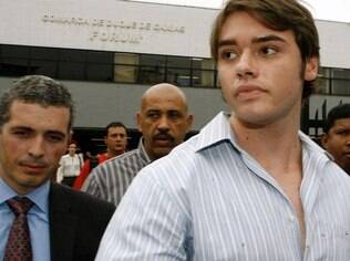 Thor Batista, filho do empresário Eike Batista, na 2ª Vara Criminal de Duque de Caxias, na Baixada Fluminense, onde participou de sua primeira audiência