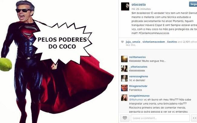 Otaviano Costa brinca com o fato no Instagram