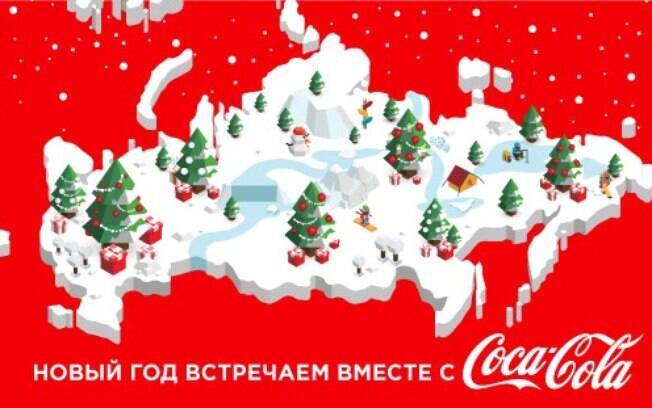 O mapa, divulgado nas redes sociais da Coca-Cola na Rússia, mostra a região da Crimeia (canto inferior esquerdo) como parte do país