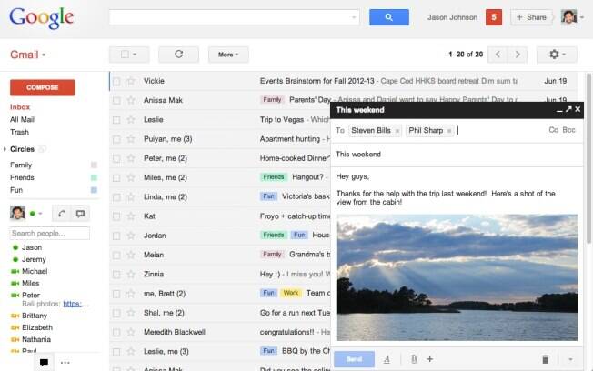 Nova página de composição de mensagens de e-mail aparece em formato pop-up, igual ao das conversas no Gtalk
