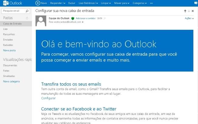 Outlook.com tem visual mais limpo do que o Hotmail