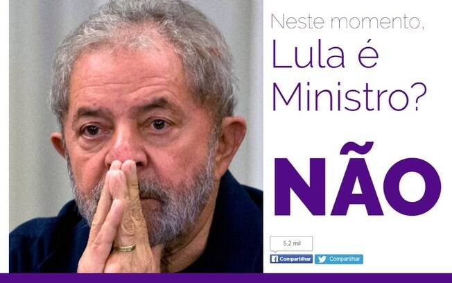 Lula é ministro? Site criado recentemente responde a pergunta em tempo real