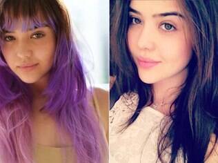 Bella Pieiro com os cabelos coloridos de Nina e com o cabelo ao natural