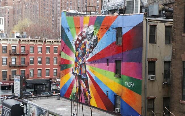 Obra 'O Beijo' do Kobra, artista brasileiro Obra 'O Beijo' do Kobra, artista brasileiro