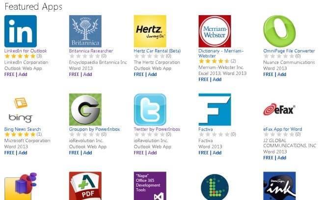 Loja de aplicativos do Office 2013 já tem aplicativos de redes sociais e de busca