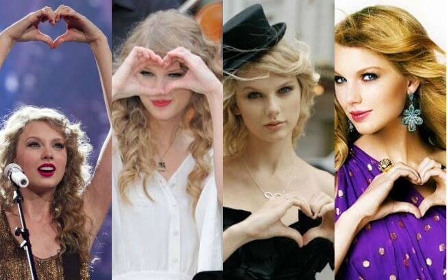 É muito amor, não? Taylor Swift adora se declarar aos fãs com um coração feito com as mãos