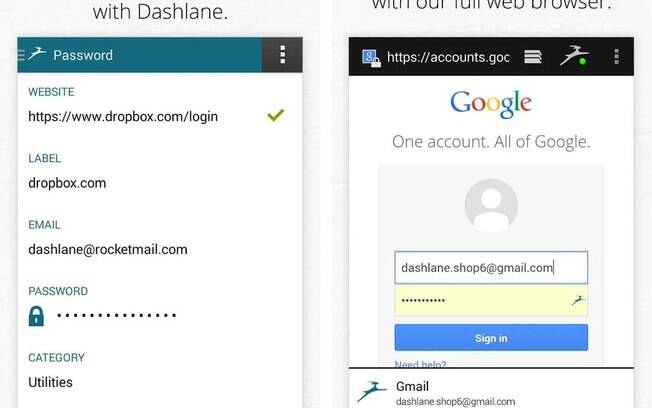 Dashlane, disponível para iOS e Android, também funciona como carteira digital pois armazena dados dos cartões de crédito. Foto: Reprodução