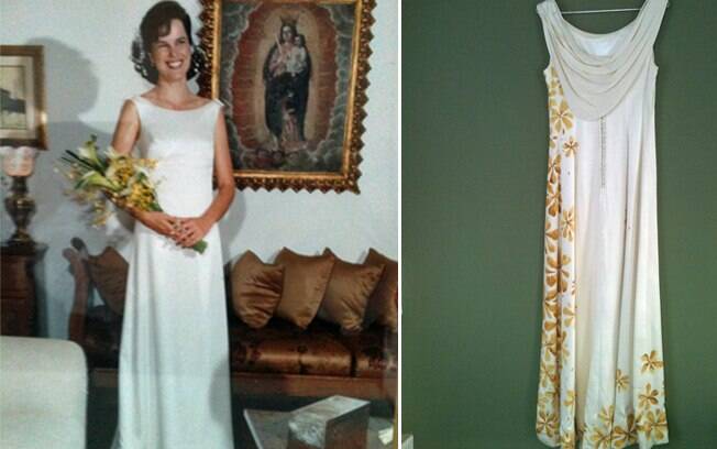 Cansada de ver o vestido de noiva encalhado no armário, a estilista Bia mandou pintá-lo