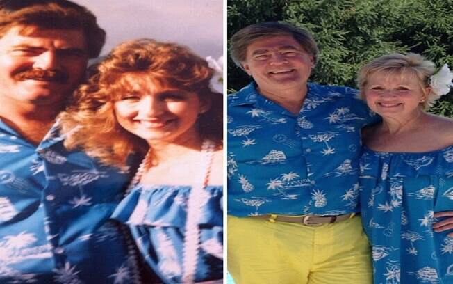 Recém casados e 30 anos depois, são desses casais que usam a mesma roupa!