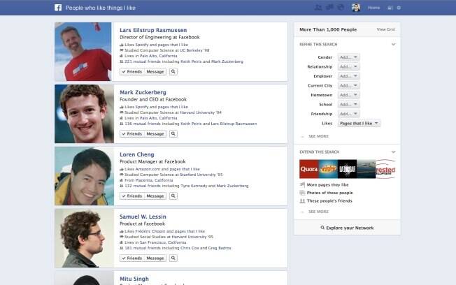 Busca social do Facebook permite localizar informações sobre pessoas