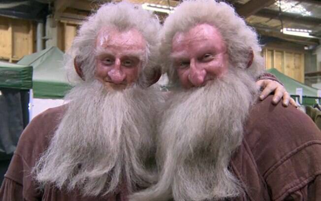 Ken Stott e seu dublê Peter Dillon durante filmagens