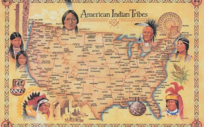Mapa das tribos indígenas norte-americanas