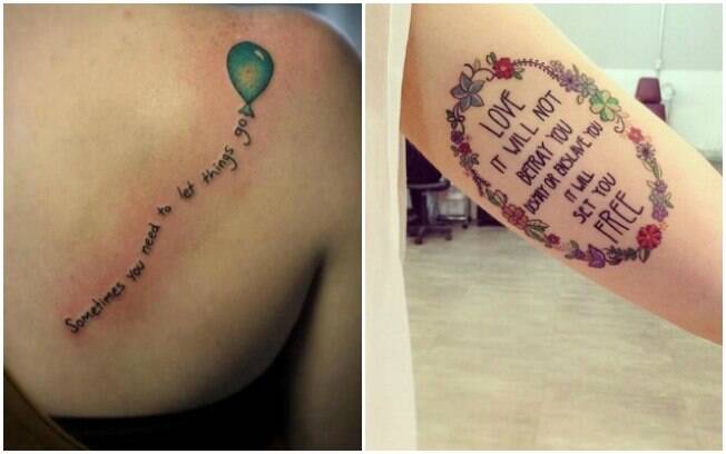 Que tal enfeitas as tatuagens escritas? Uma simples frase pode virar um desenho bem interessante