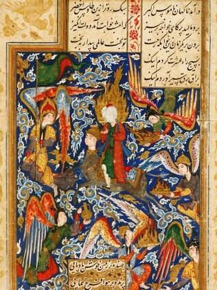 Imagem de manuscrito iraniano do século 16 mostra a ascensão ao paraíso