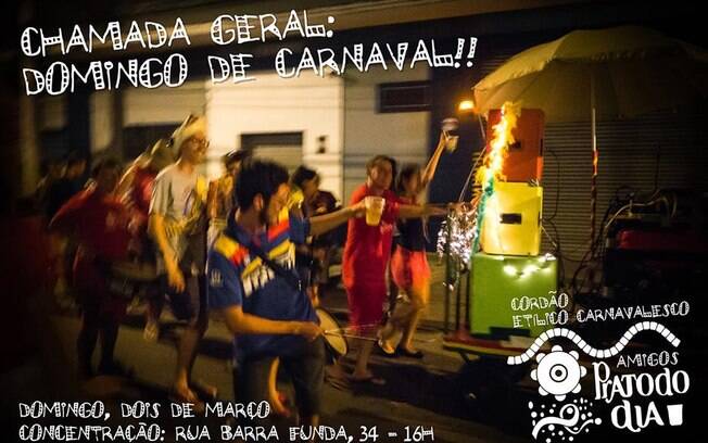 Cordão Carnavalesco Amigos do Pratododia anima bairro da Barra Funda