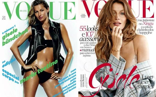 Para a Vogue Brasil, Gisele Bündchen posou duas vezes: para as edições de junho e dezembro